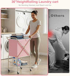 Convenient Laundry Basket with Wheels, Heavy Duty Dirty Clothes Laundry Hamper - Image 2