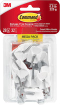 Command Small Wire Toggle Hooks, 28 Hooks and 32 Strips, Damage-Free Hanging by Command