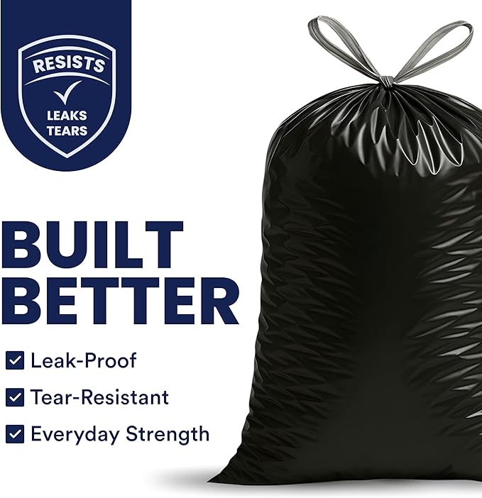 Plasticplace 32-33 Gallon Trash Bags │ 1.2 Mil │ Drawstring Garbage Can Liners - Image 2