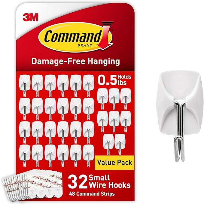 Command Small Wire Toggle Hooks, and 48 Strips, Damage Free Hanging Wall Hooks by Command