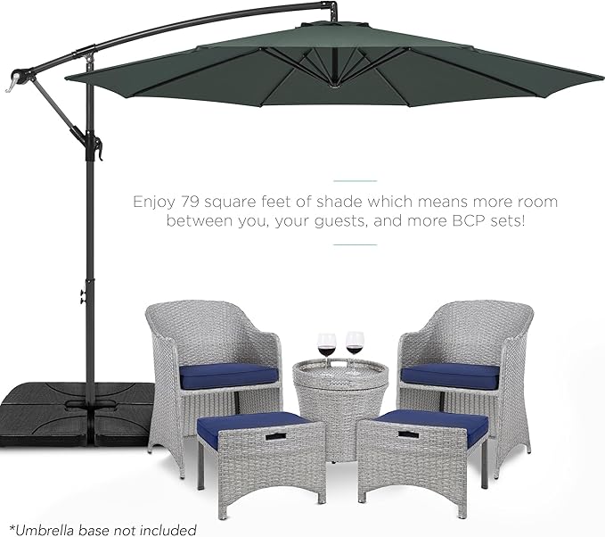 Best Choice Products 10ft Offset Cantilever Hanging Market Patio Umbrella, 8 Sturdy Ribs, Easy Adjustment - Slate - Image 2