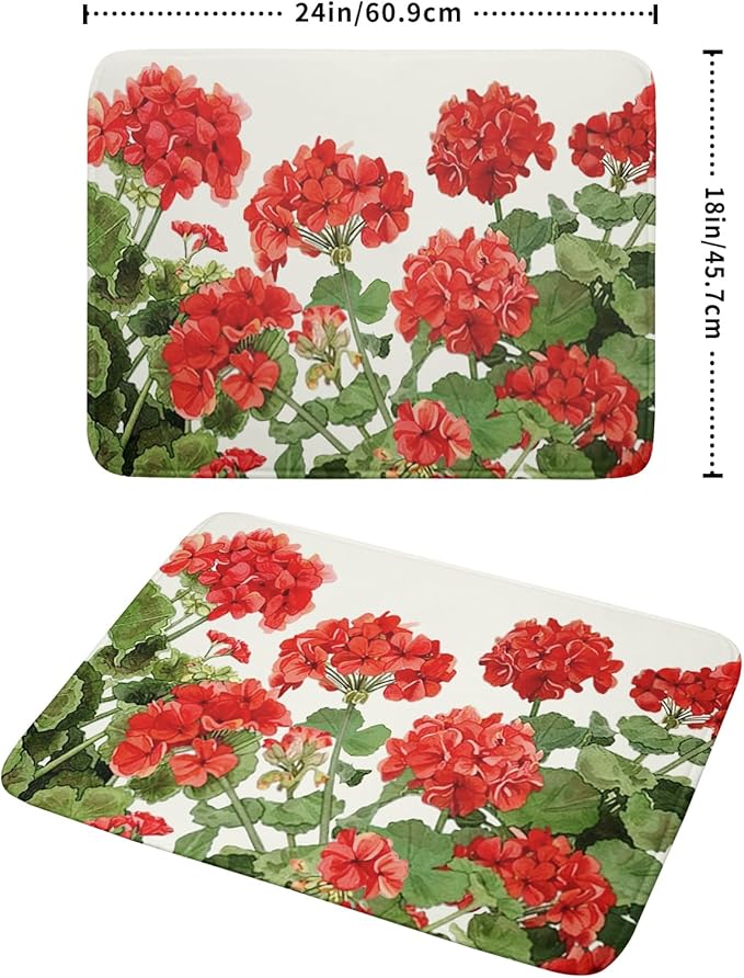 Spring Dish Drying Mat for Kitchen Counter Geranium Summer Floral Absorbent - Image 2