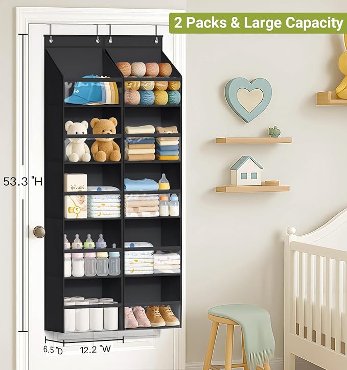 AOODA 2 Pack Over the Door Organizer, Large Capacity Closet Door Hanging - Image 2