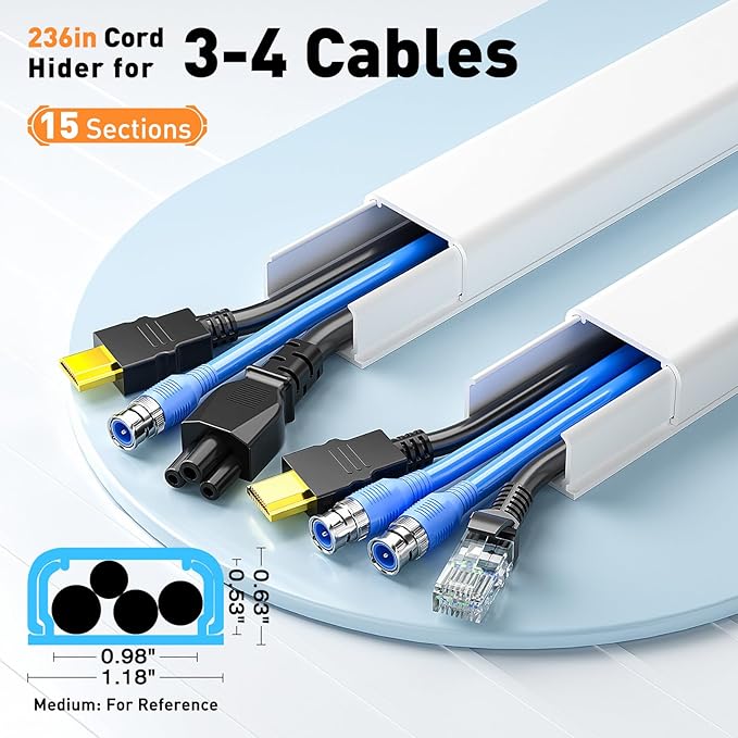 Delamu Cord Hider, 236in Cable Hider, Cord Covers - Image 2