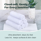 White Washcloths 15 Pack, Highly Absorbent & Quick Drying Face Towels, 12x12 - Image 3