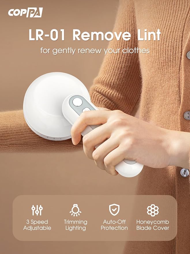 COPPA Lint Remover, LR-01 Remove Fuzz Lint USB-C Rechargeable 6 Blades & 3 - Image 2