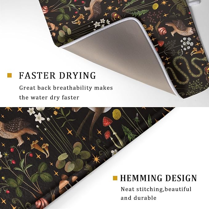 Black Mushrooms Butterfly Dish Drying Pad 18 x 24 Inch - Image 3