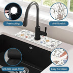 Art Ceramic Texture Sink Splash Guard Ceramic Flowers Faucet Absorbing Mat Fast - Image 4
