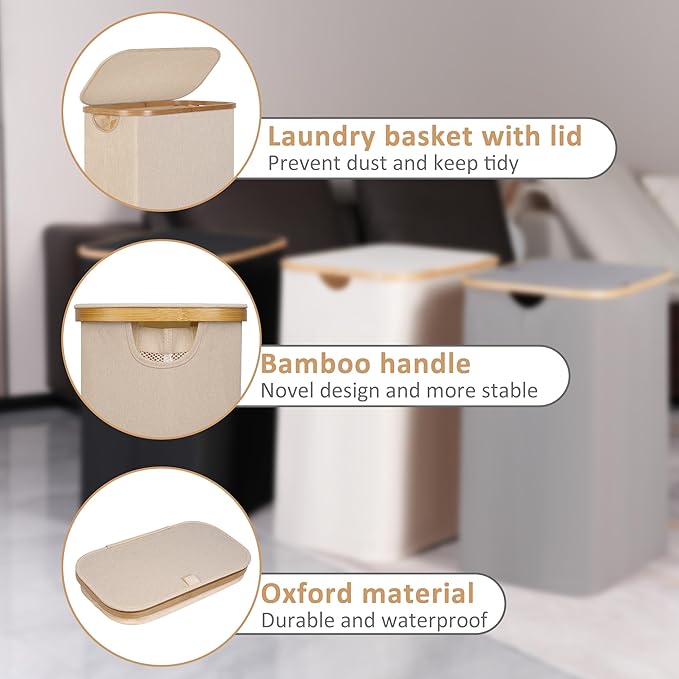 65L Slim Laundry Hamper, Narrow Laundry Basket - Image 5