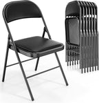 VINGLI 8 Pack Folding Chairs with Padded Seats, Metal Frame with Pu Leather Seat & Back, Capacity 350 lbs, Black by VINGLI