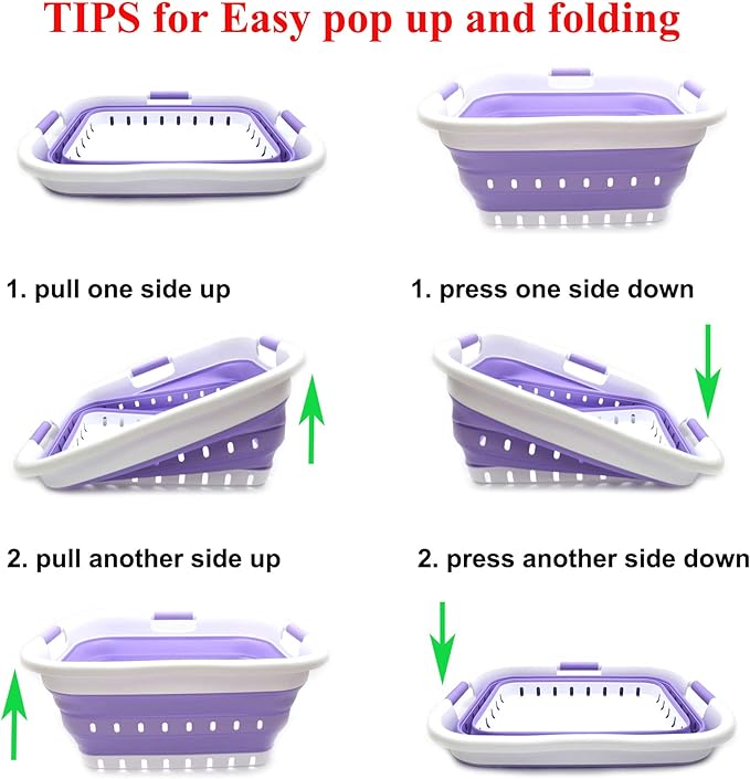 SAMMART 41L Collapsible 3 Handled Plastic Laundry Basket - Image 8