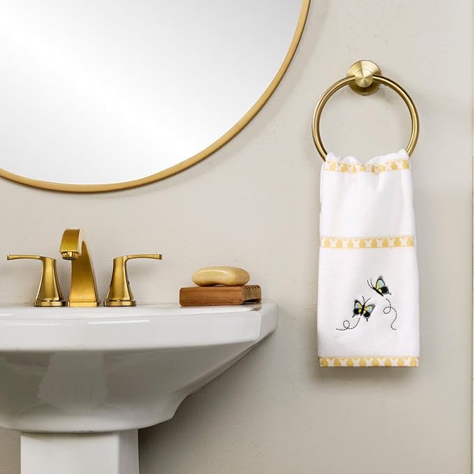 SKL Home Dancing Butterflies 100% Cotton Embroidered 2pc Hand Towel Set - Image 2