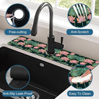 Lotus Pond Pattern Kitchen Sink Splash Guard Faucet Mat Lotus Flowers Leaves - Image 4
