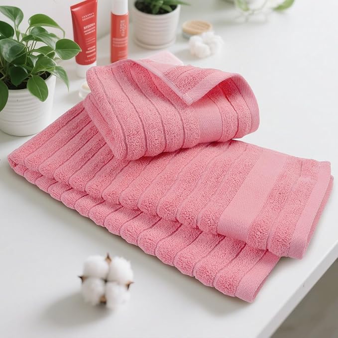 Jacquotha 2-Pack Hand Towels for Bathroom Ribbed – Cotton Face Towel for Women - Image 3