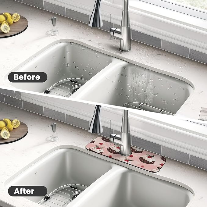 Faucet Draining Mat For Kitchen Sink, Cream Puddings Diatom Mud Absorbent Drain - Image 4