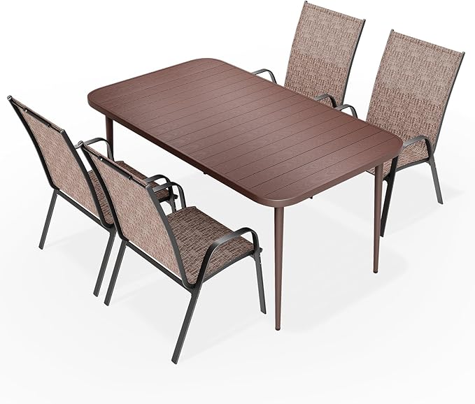 JEAREY Patio Dining Table, Outdoor Dining Table All-Weather for Garden, Backyard, Lawn, Coffee - Image 8