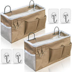 2pcs Large Wall Hanging Organizer Bag, Linen Fabric Door Hanging Storage Baskets by KANRICHU