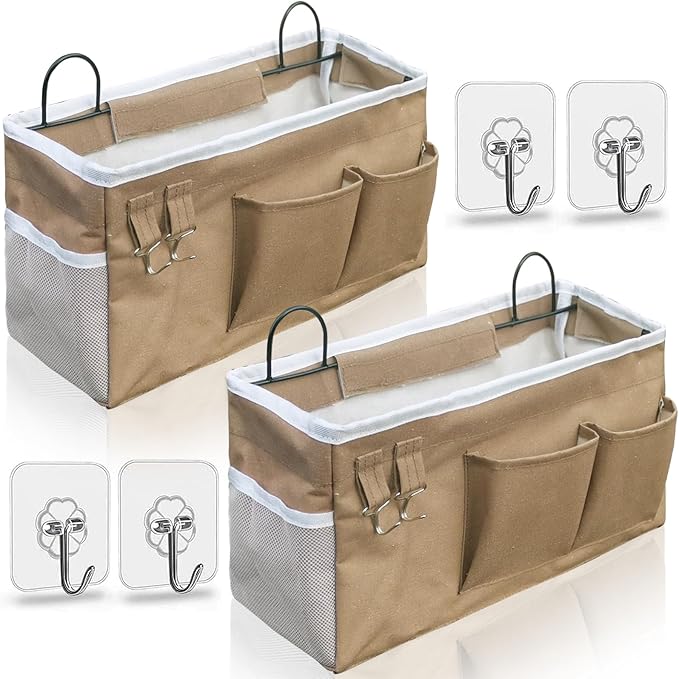 2pcs Large Wall Hanging Organizer Bag, Linen Fabric Door Hanging Storage Baskets by KANRICHU