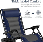 Best Choice Products Oversized Padded Zero Gravity Chair, Folding Outdoor Patio Recliner, XL Anti Gravity Lounger for Backyard w/Headrest, Cup Holder, Side Tray, Polyester Mesh - Navy/Gray - Image 5