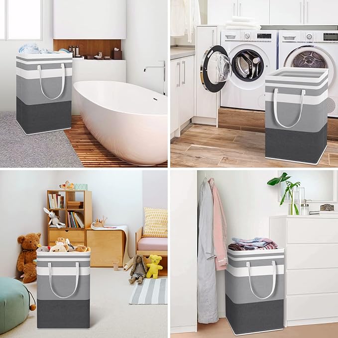 HomeHacks 4-Pack Large Laundry Basket, Waterproof, Freestanding Laundry Hamper - Image 6