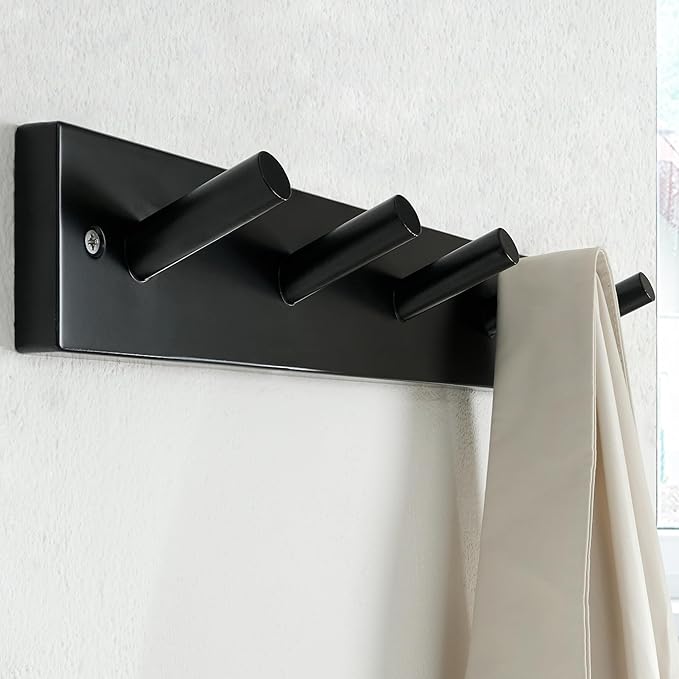 SKOLOO Wooden Wall Mounted Coat Rack, 5 Pegs Bamboo Wall Hook - Image 2