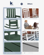 KINGYES Oversized Outdoor Rocking Chair Set of 2, All-Weather Patio Rocking Chairs for Porch, HDPE Outdoor Patio Rockers with High Back & Wide Seat for Garden, Lawn, Green - Image 7
