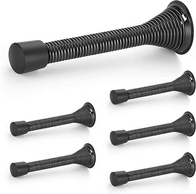 Ravinte Door Stoppers, 6 Pack Black Spring Door Stops by Ravinte