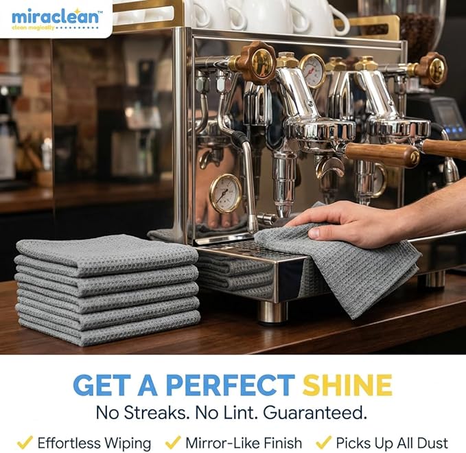 Waffle Weave Microfiber Towel, 12 x 12 inches, Barista Towels, Lint Free Cloth - Image 3