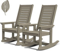 GREENVINES Outdoor Rocking Chairs | Set of 2 | Porch Rocker | HDPE Plastic | Wood Grain | Oversized Rockers | High Back | Big & Tall | Ladder Back | Desert Brown | for Patio Outside by GreenVines