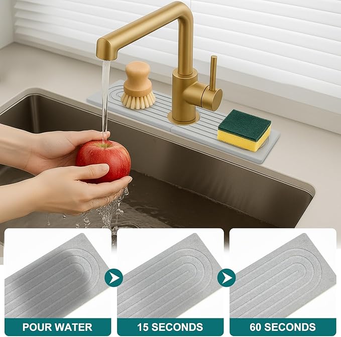 Stone Faucet Mat for Kitchen Bathroom Sink Diatomite Quick Dry Around Faucet - Image 2