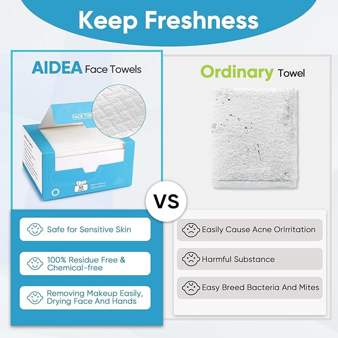 AIDEA XL Face Towels Disposable-200Ct, Clean Facial Cloths, Facial Cleansing - Image 6