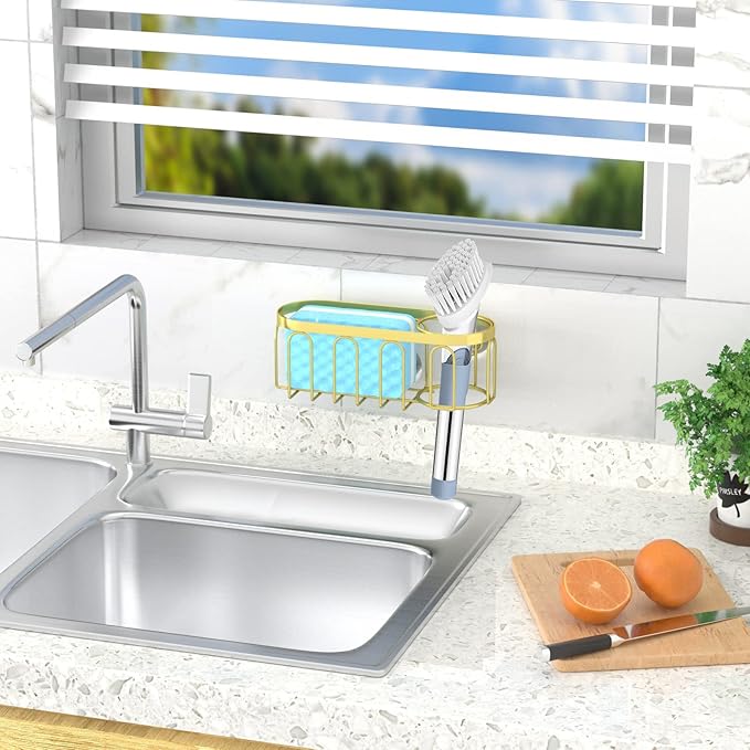 Yazoni 2-in-1 Sponge Holder for Kitchen Sink, Sink Caddy Kitchen Sink Organizer - Image 4