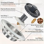 3 in 1 Kitchen Sink Stopper, Pop Up Kitchen Sink Drain Strainer, - Image 6