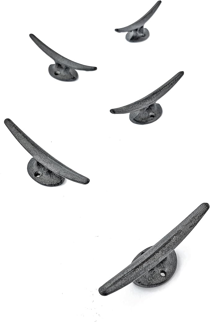 Ambipolar 5 Pack Decorative Cast Iron Heavy Duty Double Hooks, Wall Mounted - Image 7