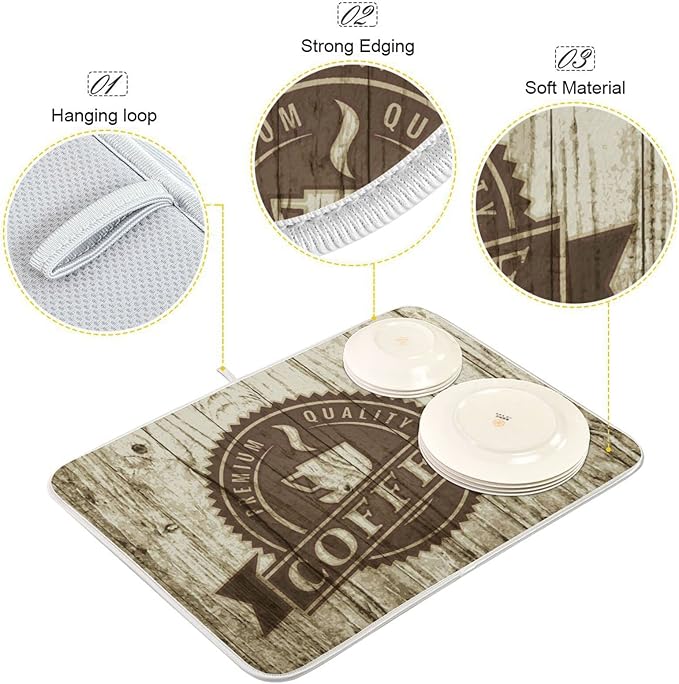 Super Absorbent Dish Drying Mat, Microfiber Fast-Drying Dish Mat, Kitchen Dish - Image 4