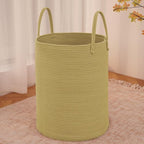 Large Woven Laundry Basket Hamper, 60L Cotton Rope Storage Bin by JMvicyroam