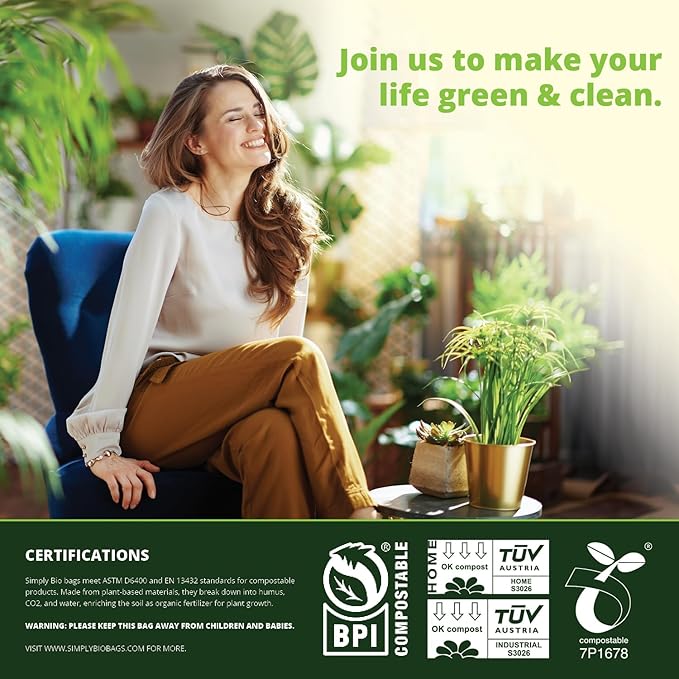 Simply Bio 1.6 Gallon Compostable Trash Bags Liners Handle, Heavy Duty Extra - Image 5