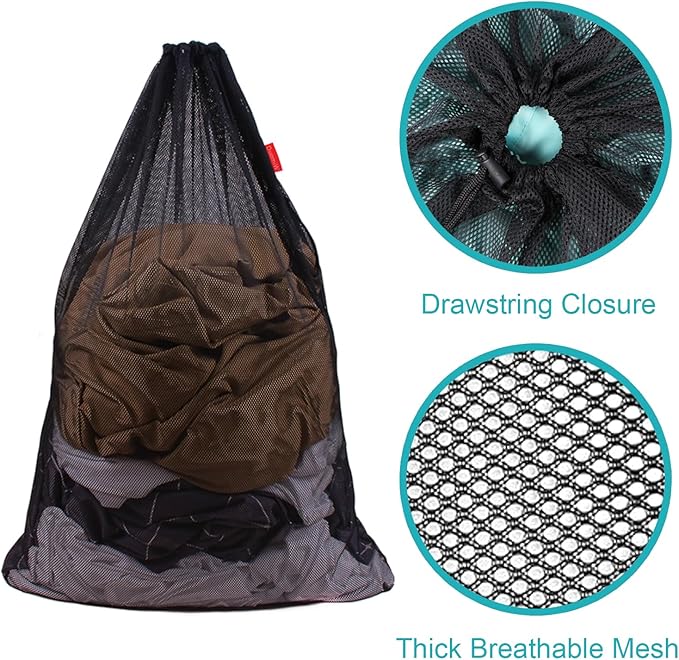 2 Pack Mesh Laundry Bags, 24 x 36 Inches Heavy Duty Drawstring Bag, Travel and - Image 4
