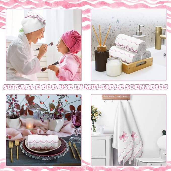 2 Pcs Scalloped Hand Towels 100% Cotton Fingertip Towels - Image 6