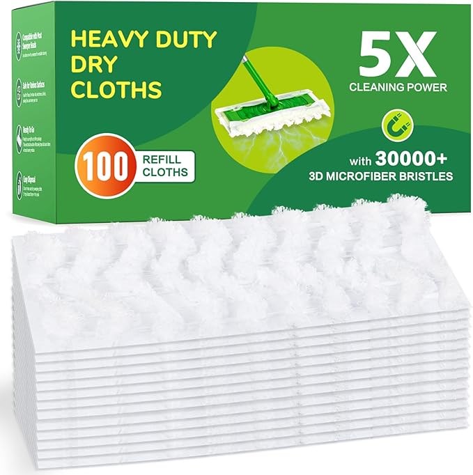 100ct Dry Sweeping Cloths for Swiffer Sweeper Mop, Heavy Duty Microfiber Duster by Unknown