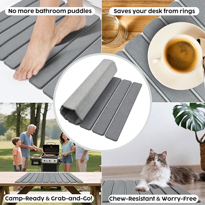 Large Stone Dish Drying Mat for Kitchen Counter, Premium Diatomaceous Earth - Image 5