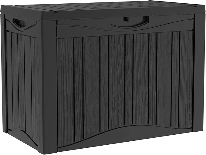 TARKARI 50 Gallon Lockable Resin Deck Box, Waterproof & UV-Resistant Outdoor Storage Box for Outdoor Cushion Storage, Garden Tools & Pool Accessories Storage, Black by Home