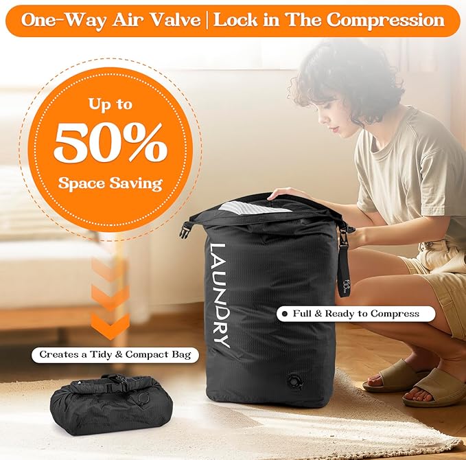 Compression Laundry Bag for Travel, Dirty Clothes Travel Laundry Bag, - Image 4