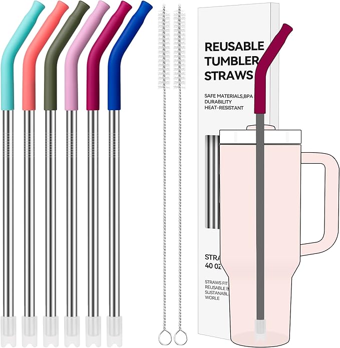 40 oz Straight Metal Straws for 40 oz Stanley Tumbler, Straw for Glass Cups by AccessoriesForWaterBottle