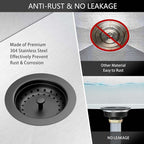Black Sink Drain 3-1/2 Inch Matte Black Kitchen Sink Drain Strainer Assembly Kit - Image 5
