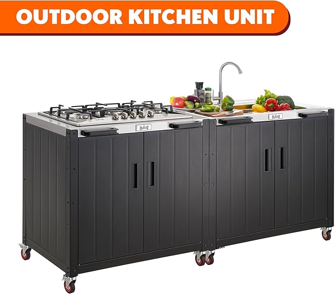 Gas Grill, Movable Outdoor Gas Stove Stainless Steel Top with Cabinet, 5 Burners with 36,200 BTUs, Outdoor Propane Grill for Outdoor Cooking, Ideal for Lawn & Garden, L35.4 x W24 - Image 7