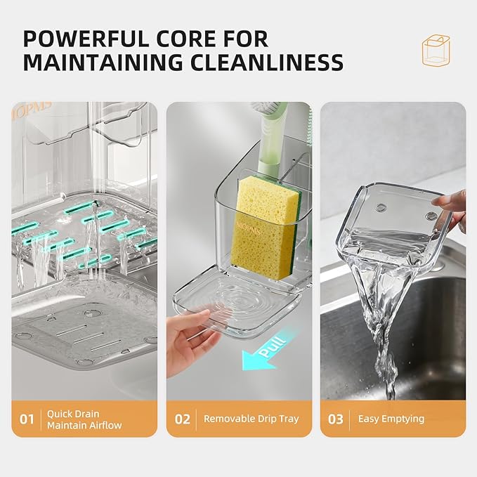 Minimalist Sponge Holder for Kitchen Sink, 3 Slots Sink Caddy - Image 5