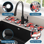 Abstract Geometric Sink Splash Guard Faucet Mat Vintage Tile Super Absorbent - Image 4