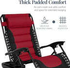 Best Choice Products Oversized Padded Zero Gravity Chair, Folding Outdoor Patio Recliner, XL Anti Gravity Lounger for Backyard w/Headrest, Cup Holder, Side Tray, Polyester Mesh - Burgundy - Image 6