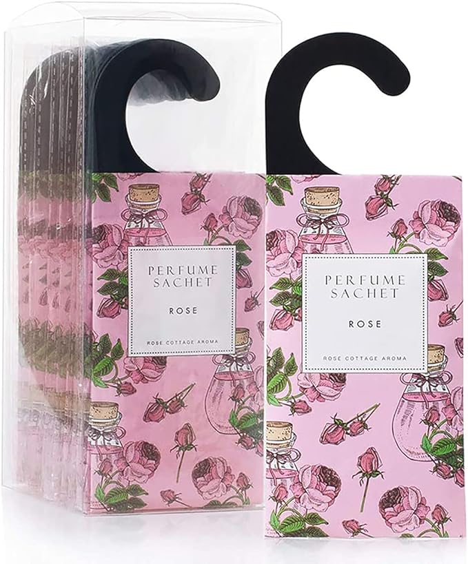 ROSE COTTAGE Large 12 Packs Rose Hanging Closet Deodorizer Air Freshener Long by ROSECOTTAGE